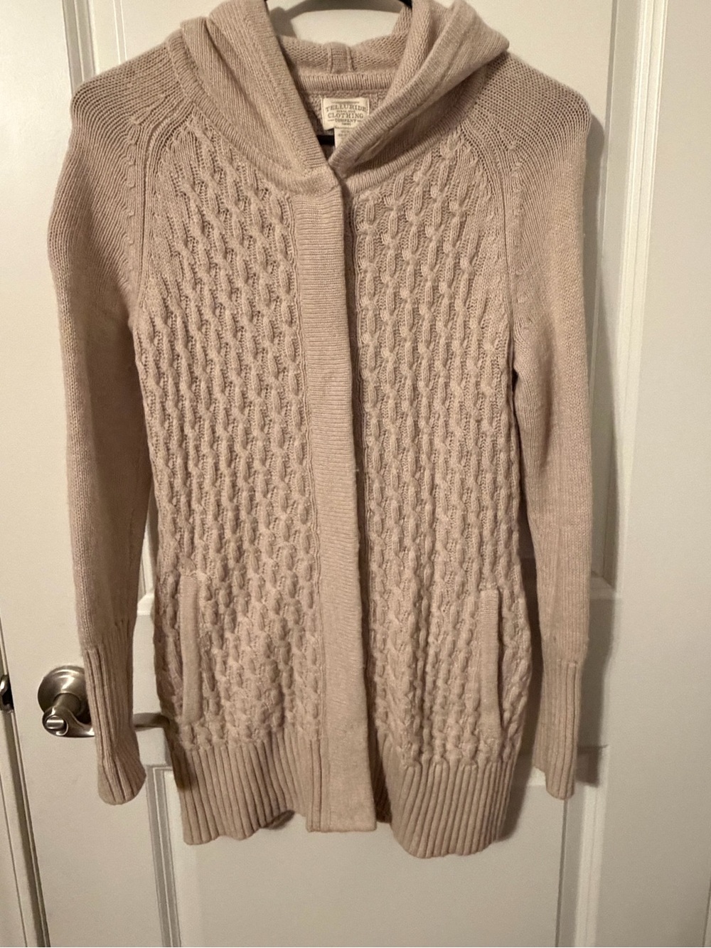 Hooded Cable-Knit Open-Front Cardigan - Light Beige